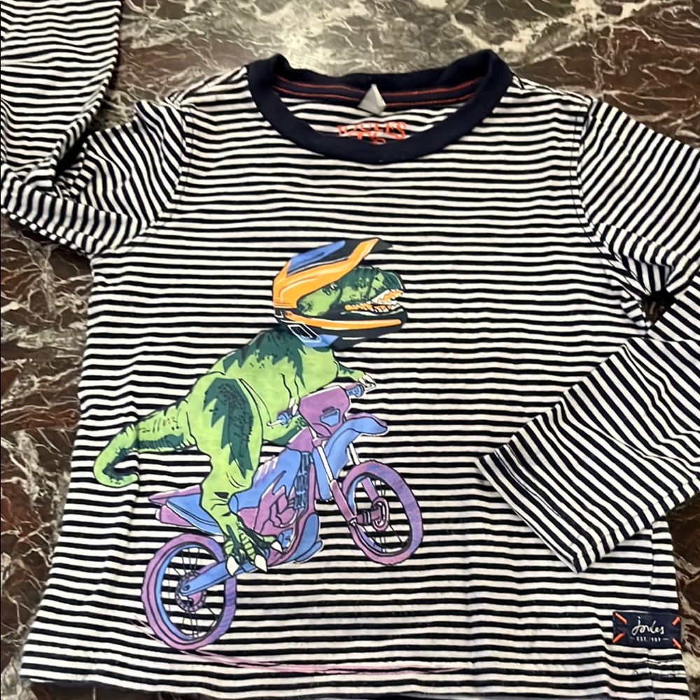 Joules Black and White Long Sleeve Tee Classic Stripes